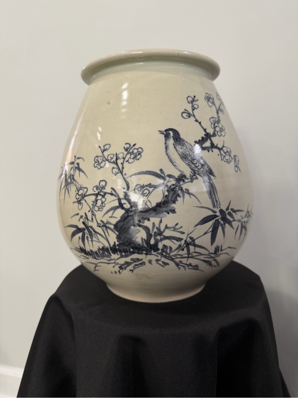 Ceramic Blue and White Bird Motif Vase - Home Accents